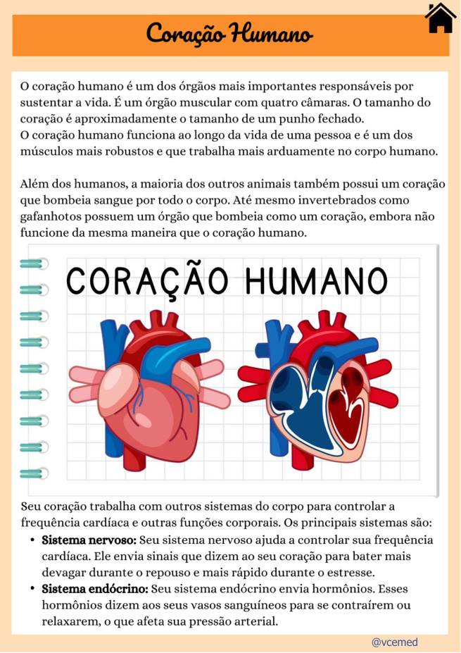 Página real sobre coração humano